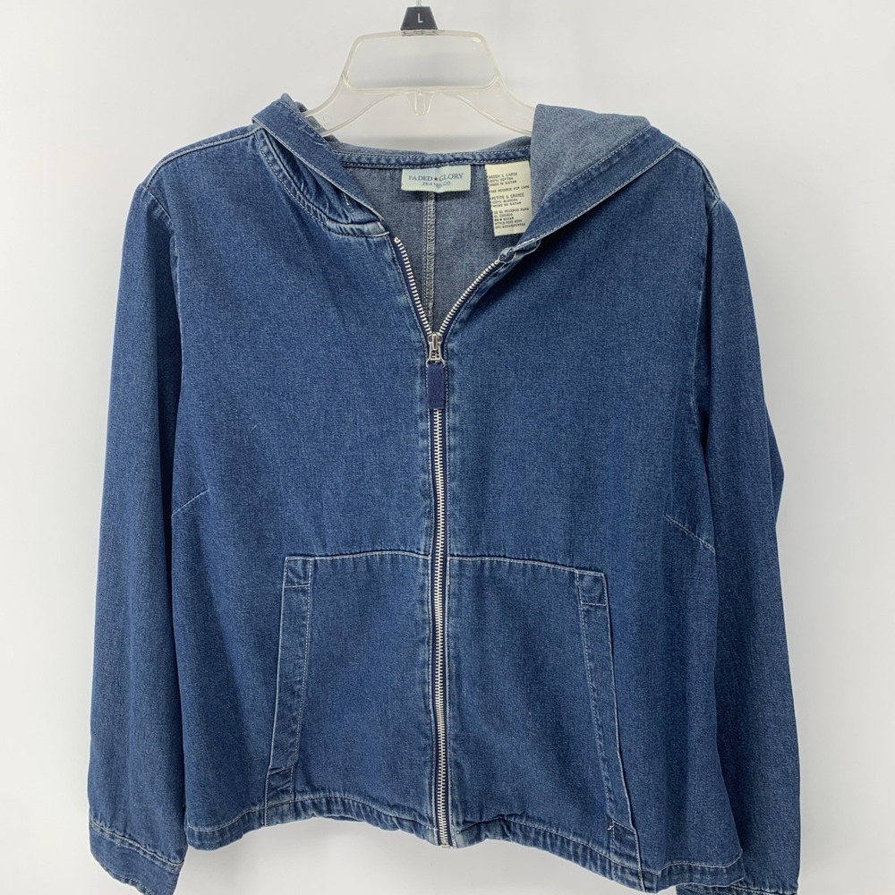 Lot 5 Items Women's Casual Short Sleeve V Neck Tops Denim Hooded Jacket Large - Picture 14 of 16